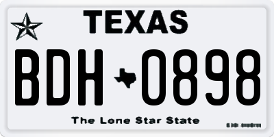 TX license plate BDH0898