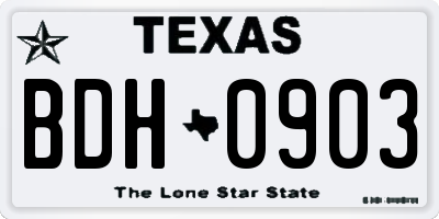 TX license plate BDH0903