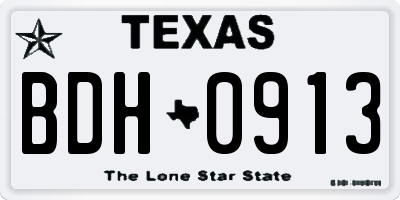 TX license plate BDH0913