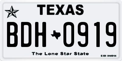TX license plate BDH0919