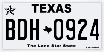 TX license plate BDH0924