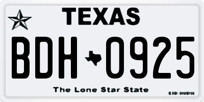 TX license plate BDH0925