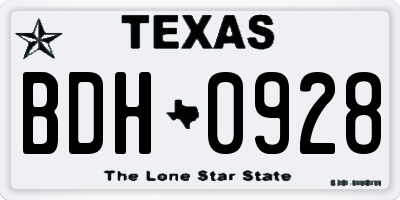 TX license plate BDH0928
