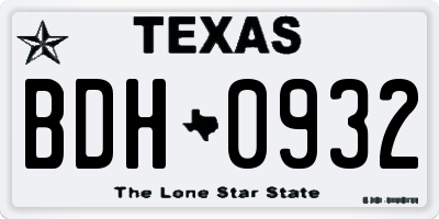 TX license plate BDH0932