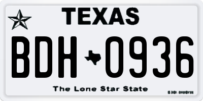 TX license plate BDH0936