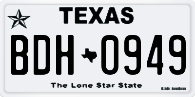 TX license plate BDH0949