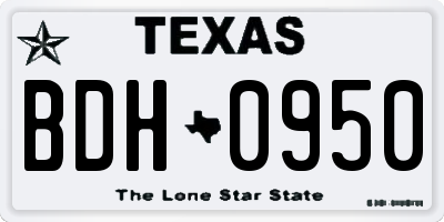 TX license plate BDH0950