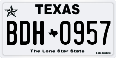 TX license plate BDH0957