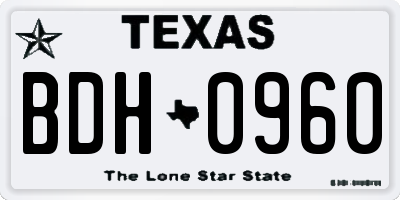 TX license plate BDH0960