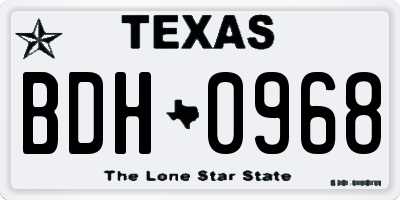 TX license plate BDH0968