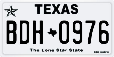 TX license plate BDH0976