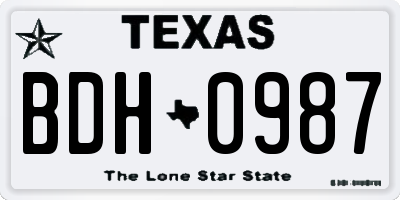 TX license plate BDH0987