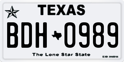 TX license plate BDH0989