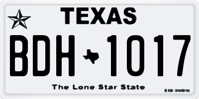 TX license plate BDH1017