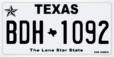 TX license plate BDH1092