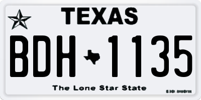 TX license plate BDH1135