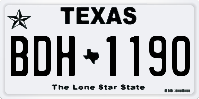 TX license plate BDH1190
