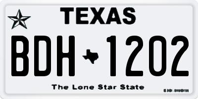 TX license plate BDH1202