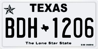 TX license plate BDH1206