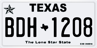 TX license plate BDH1208