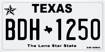 TX license plate BDH1250