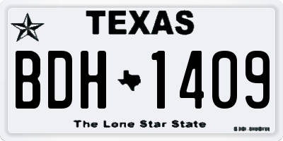 TX license plate BDH1409