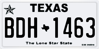 TX license plate BDH1463