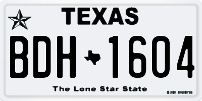TX license plate BDH1604