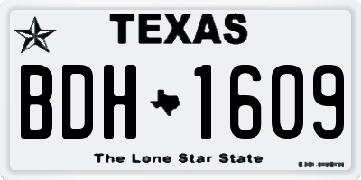 TX license plate BDH1609