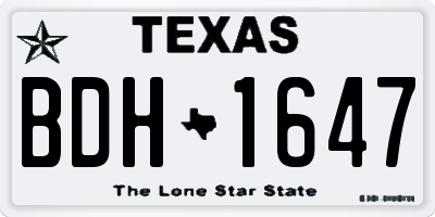 TX license plate BDH1647
