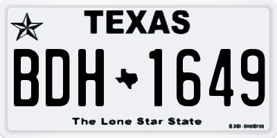 TX license plate BDH1649