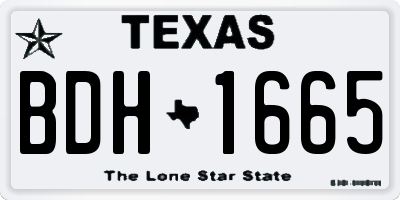 TX license plate BDH1665