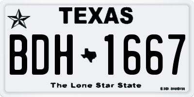 TX license plate BDH1667