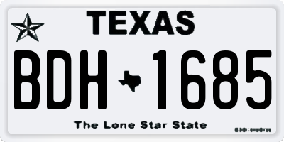 TX license plate BDH1685