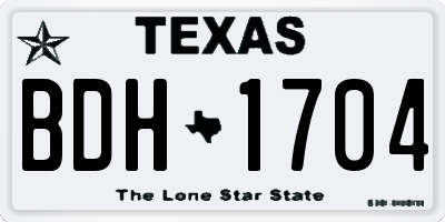 TX license plate BDH1704