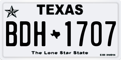 TX license plate BDH1707