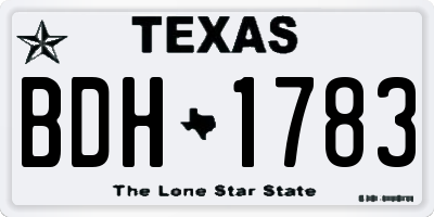 TX license plate BDH1783