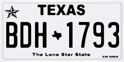 TX license plate BDH1793