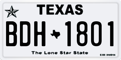 TX license plate BDH1801