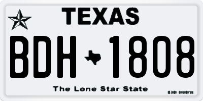 TX license plate BDH1808