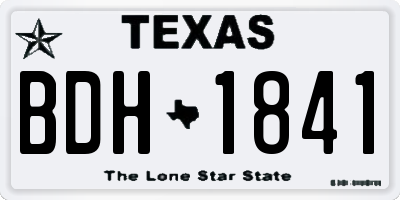 TX license plate BDH1841
