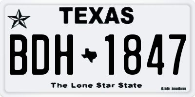 TX license plate BDH1847