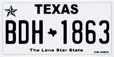 TX license plate BDH1863