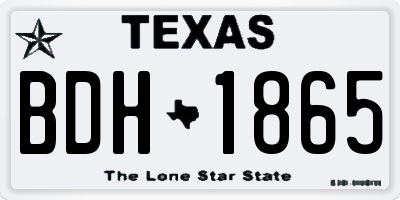 TX license plate BDH1865