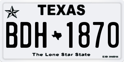 TX license plate BDH1870