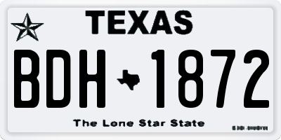 TX license plate BDH1872