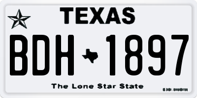 TX license plate BDH1897