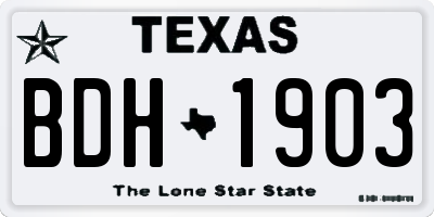 TX license plate BDH1903