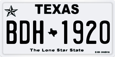 TX license plate BDH1920