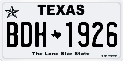 TX license plate BDH1926